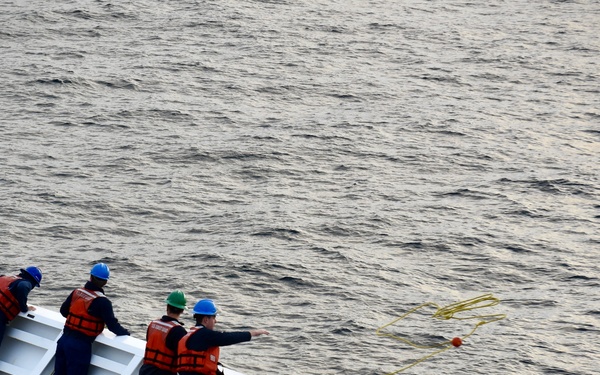USCGC Hamilton conducts man overboard training while operating in the Baltic Sea