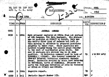 G-2 Journal, 1st Infantry Division
