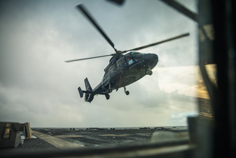 USS Paul Ignatius (DDG 117) Conducts Flight Ops with British Royal Navy Dauphin Helicopter