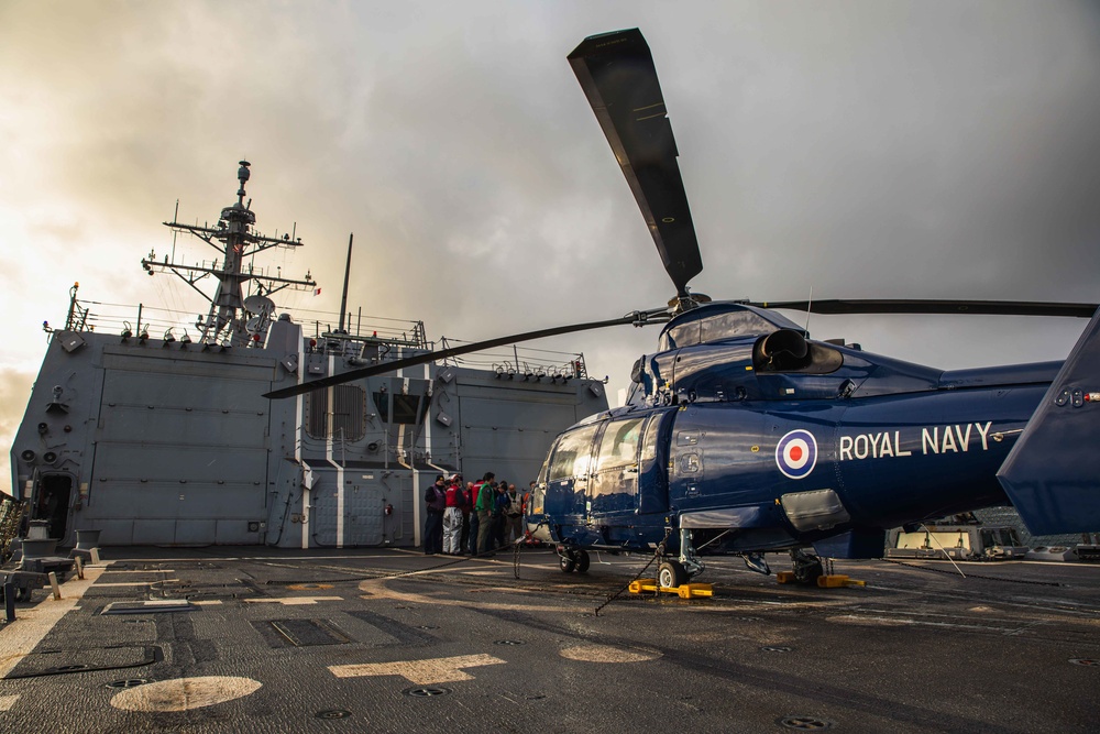 USS Paul Ignatius (DDG 117) Conducts Flight Ops with British Royal Navy Dauphin Helicopter