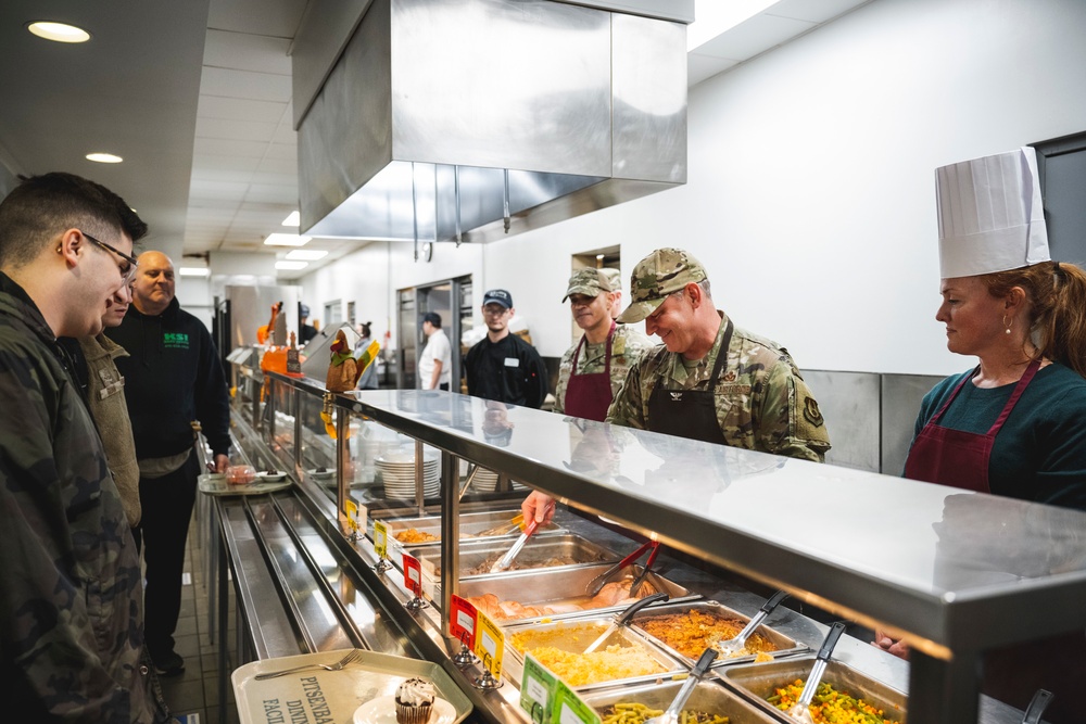 Leadership serving Thanksgiving at DFAC