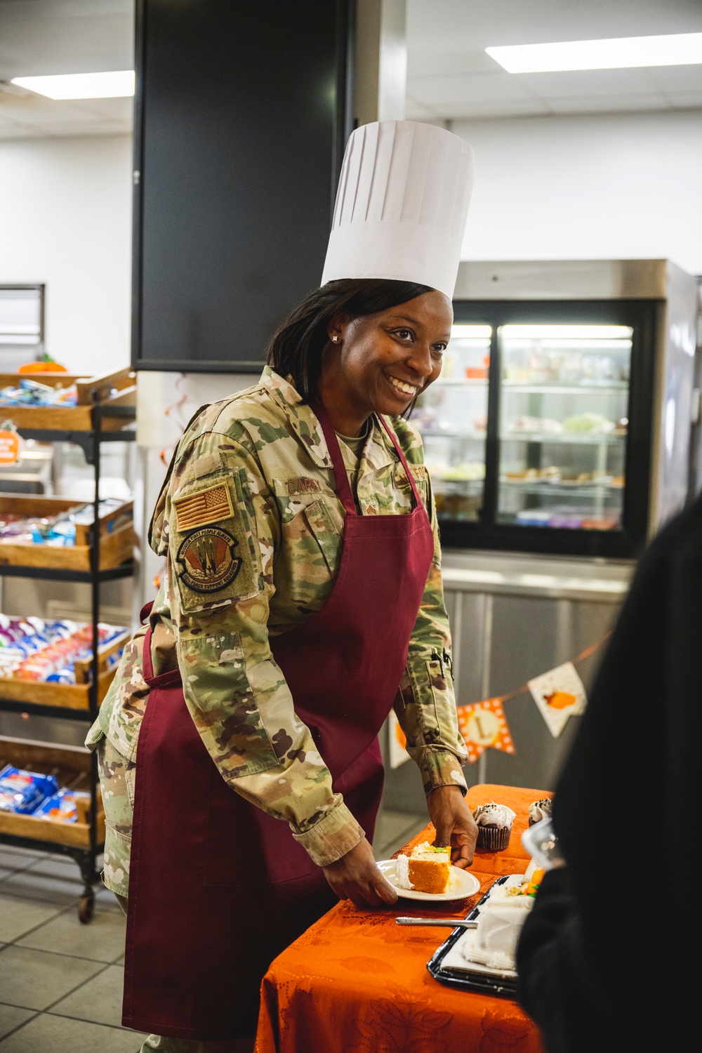 Leadership serving Thanksgiving at DFAC