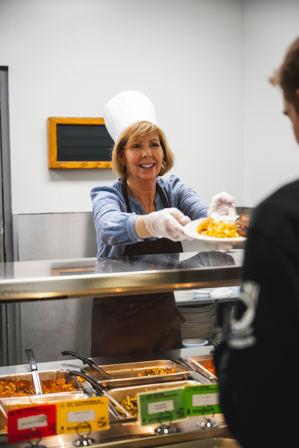 Leadership serving Thanksgiving at DFAC