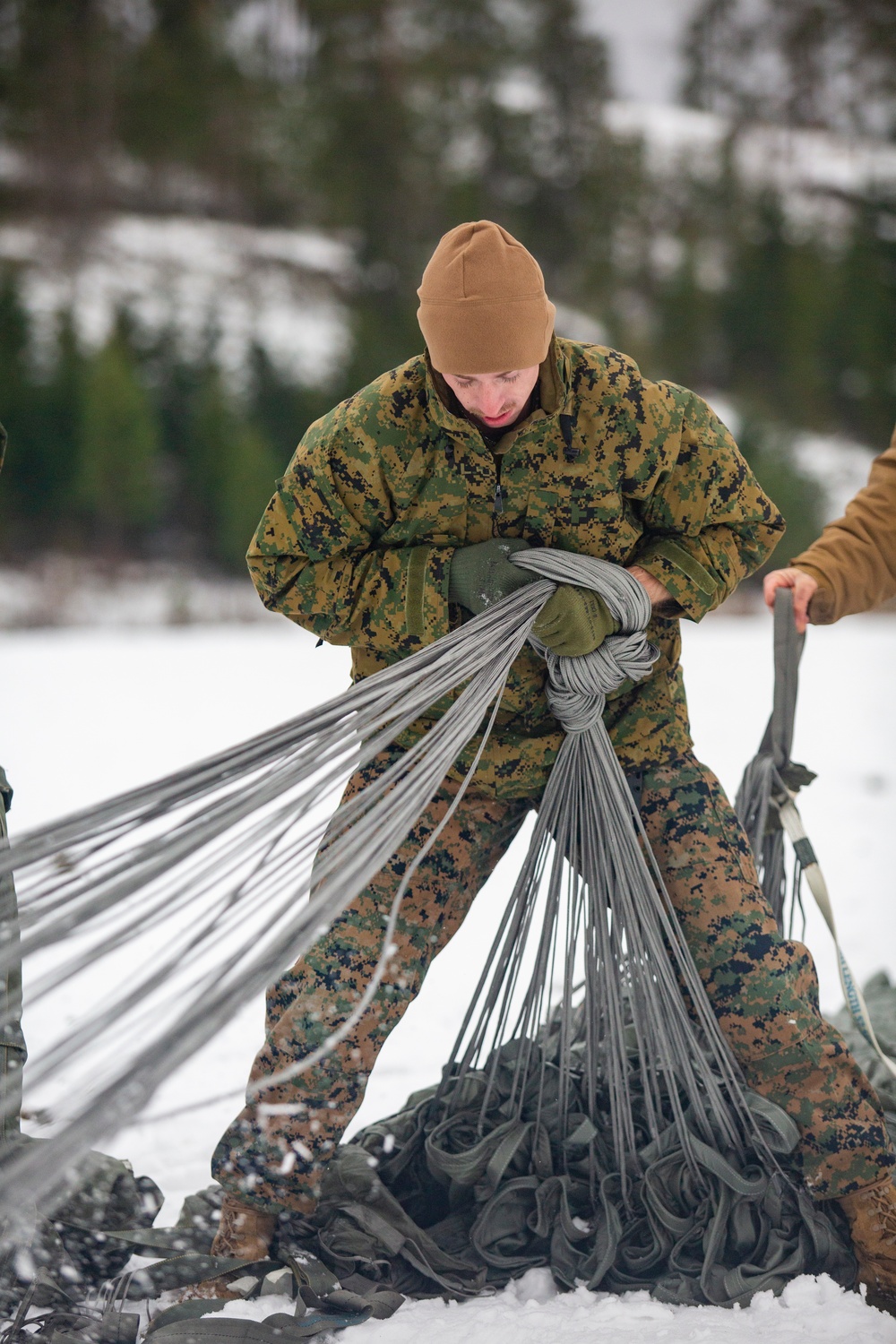 U.S. Marines with Combat Logistics 6 Conduct an Aerial Delivery with Finnish KASA 295 Aircraft