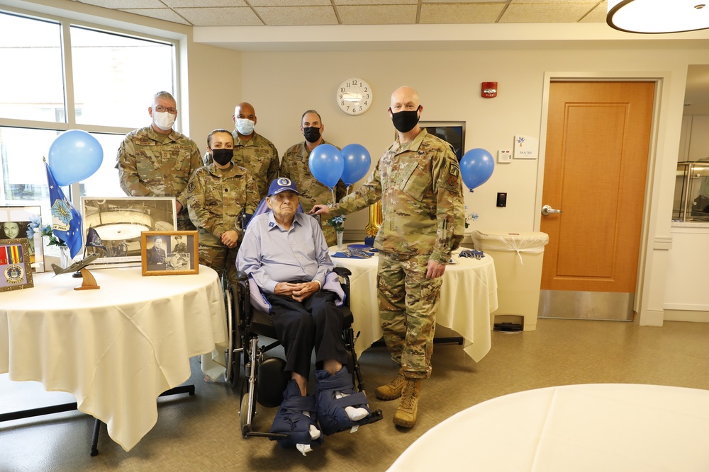 NY Air Guardsmen visit WW II veteran on 100th Birthday