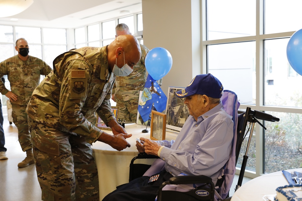 NY Air Guardsmen visit WW II veteran on 100th Birthday