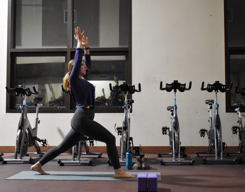 DLIFLC student volunteers as yoga instructor at Presidio of Monterey