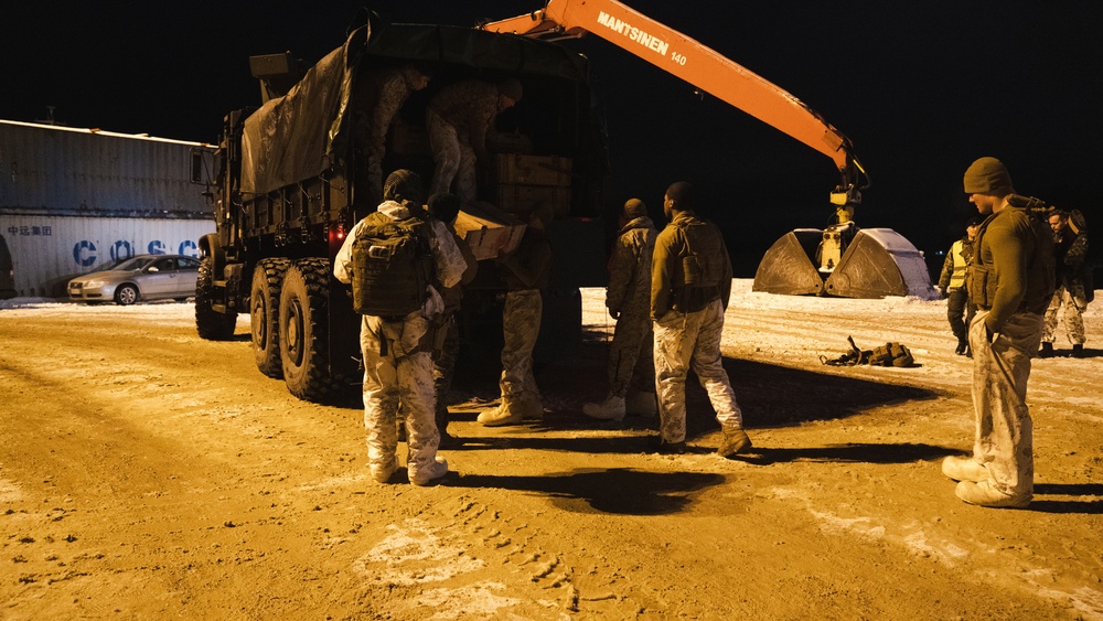 U.S. Marines with Combat Logistics Battalion 6 Provide Supplies to Finnish Soldiers