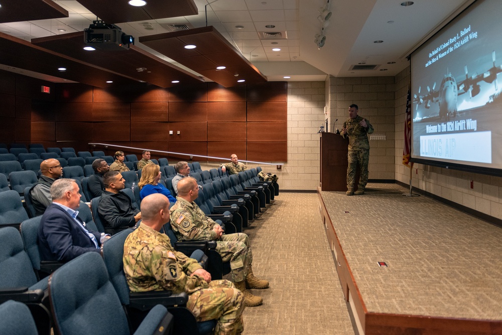 Caterpillar's Armed Forces Support Network tours Peoria's 182nd Airlift Wing Nov. 29, 2022