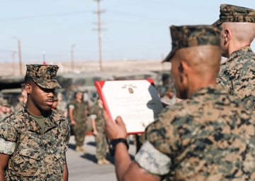 Cannoneer stationed at MCAGCC awarded for saving people involved in a vehicle rollover