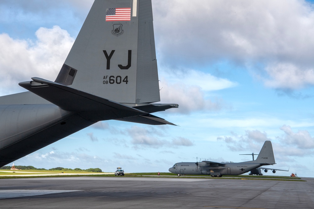 A Republic of Korea Air Force C-130H Hercules arrives at Andersen AFB