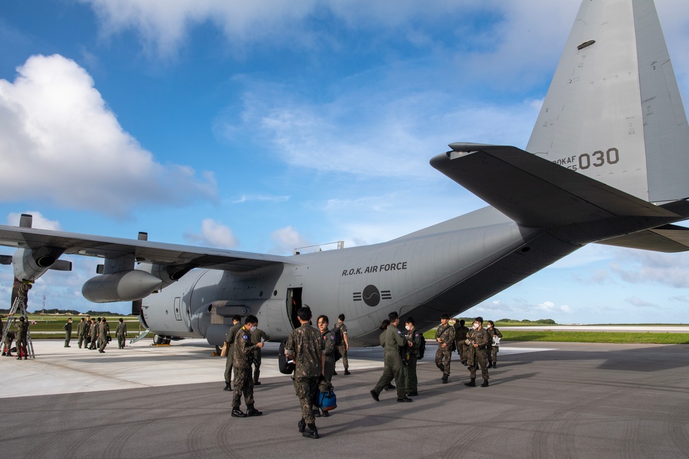 A Republic of Korea Air Force C-130H Hercules arrives at Andersen AFB