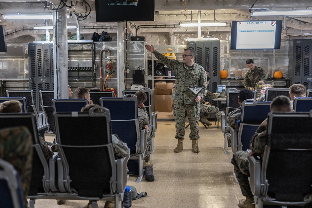 II MEF Marines aboard the USNS Trenton CBRN Classes