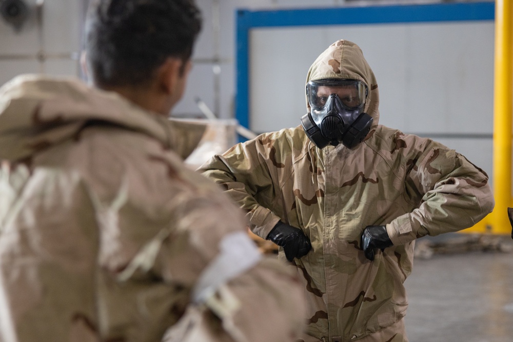 II MEF Marines aboard the USNS Trenton CBRN Classes