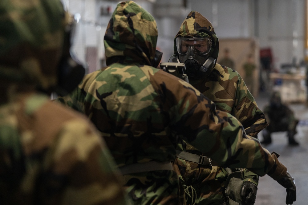 II MEF Marines aboard the USNS Trenton CBRN Classes