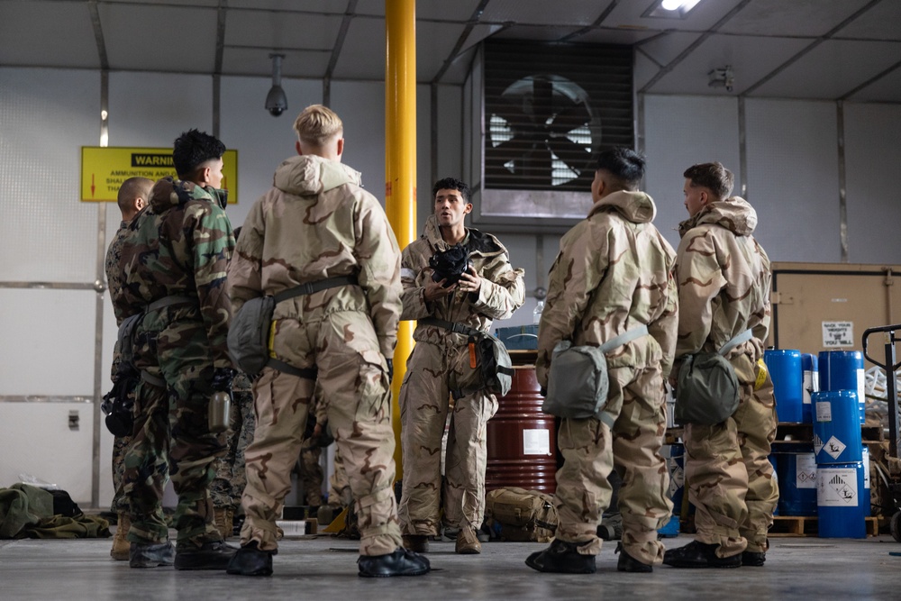 II MEF Marines aboard the USNS Trenton CBRN Classes