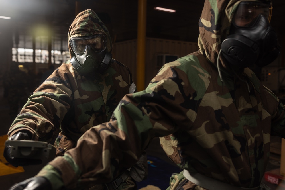 II Marine Expeditionary Force Marines Conduct CBRN Training on USNS Trenton