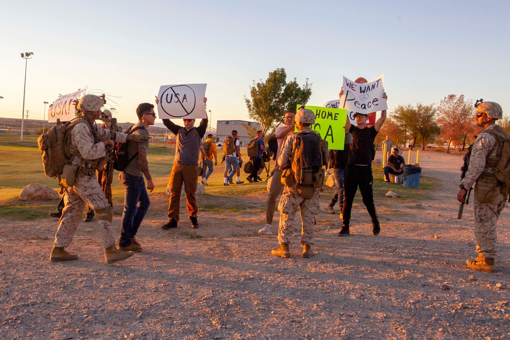 U.S. Marines conduct a noncombatant evacuation operation training exercise