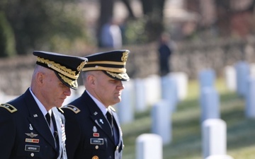 84th Commanding General and Chaplain approach grave site
