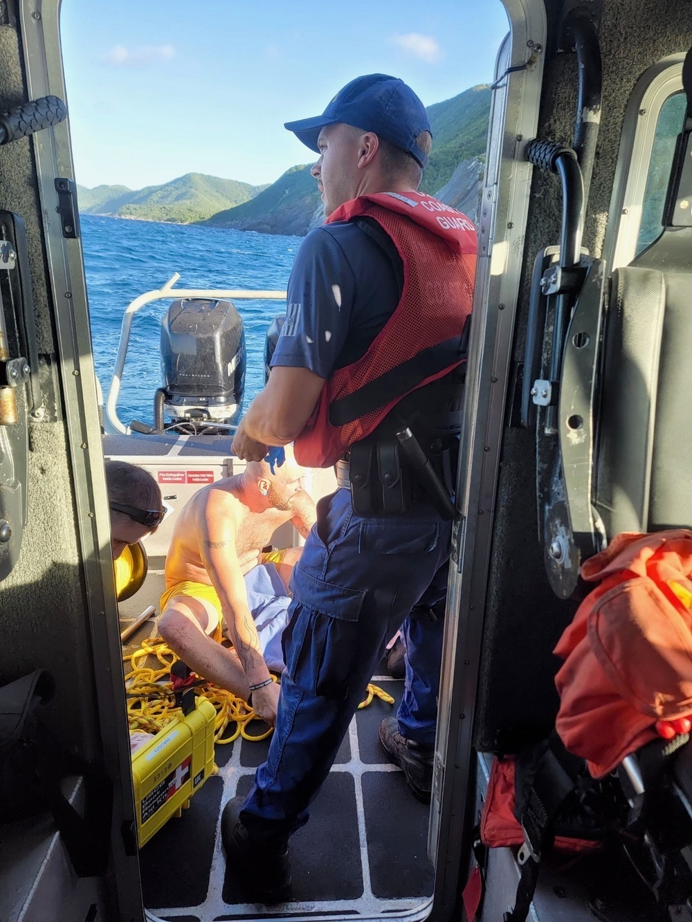Coast Guard boat crew rescues missing snorkeler stranded on the rocks in St. Croix, U.S. Virgin Islands