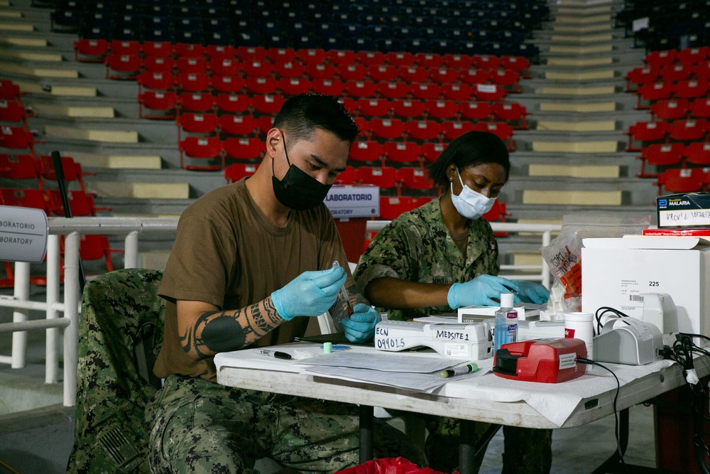 USNS Comfort medical site fully operational treating patients, Dominican Republic