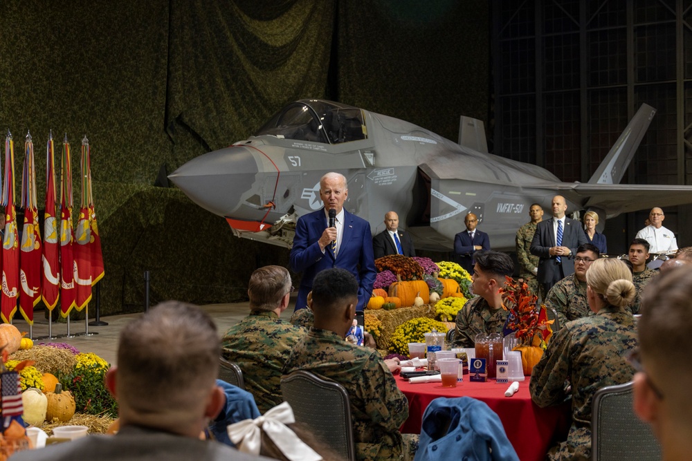 President and Dr. Biden Serve Friendsgiving Feast to Military and Families