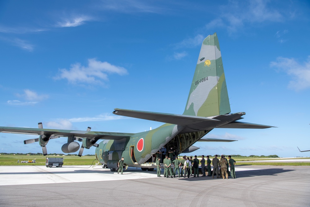 A Japan Air Self Defense Force C 130 Transport Plane Departs For