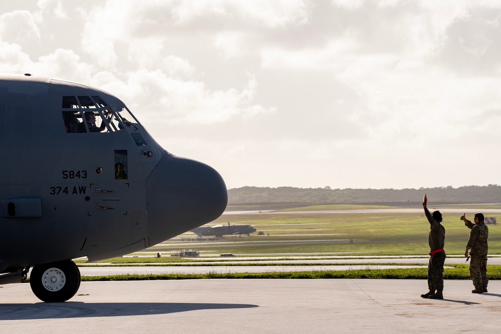 Yokota C-130Js arrive at Andersen AFB