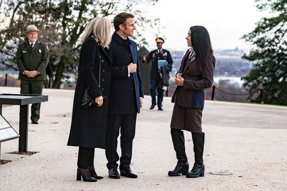 French President Emmanuel Macron Visits Arlington National Cemetery