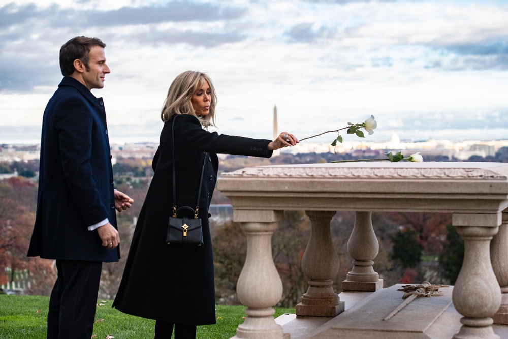 French President Emmanuel Macron Visits Arlington National Cemetery