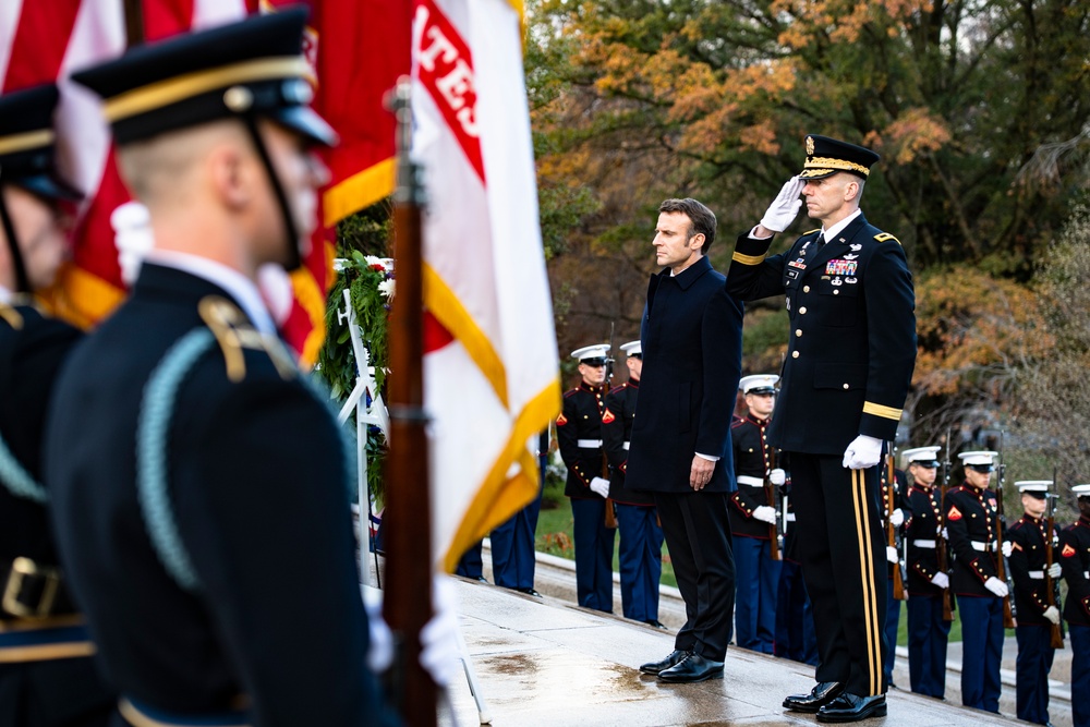 French President Emmanuel Macron Visits Arlington National Cemetery