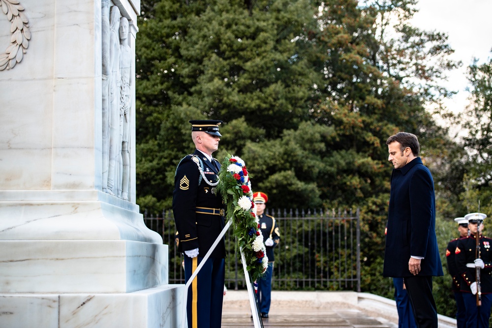 French President Emmanuel Macron Visits Arlington National Cemetery