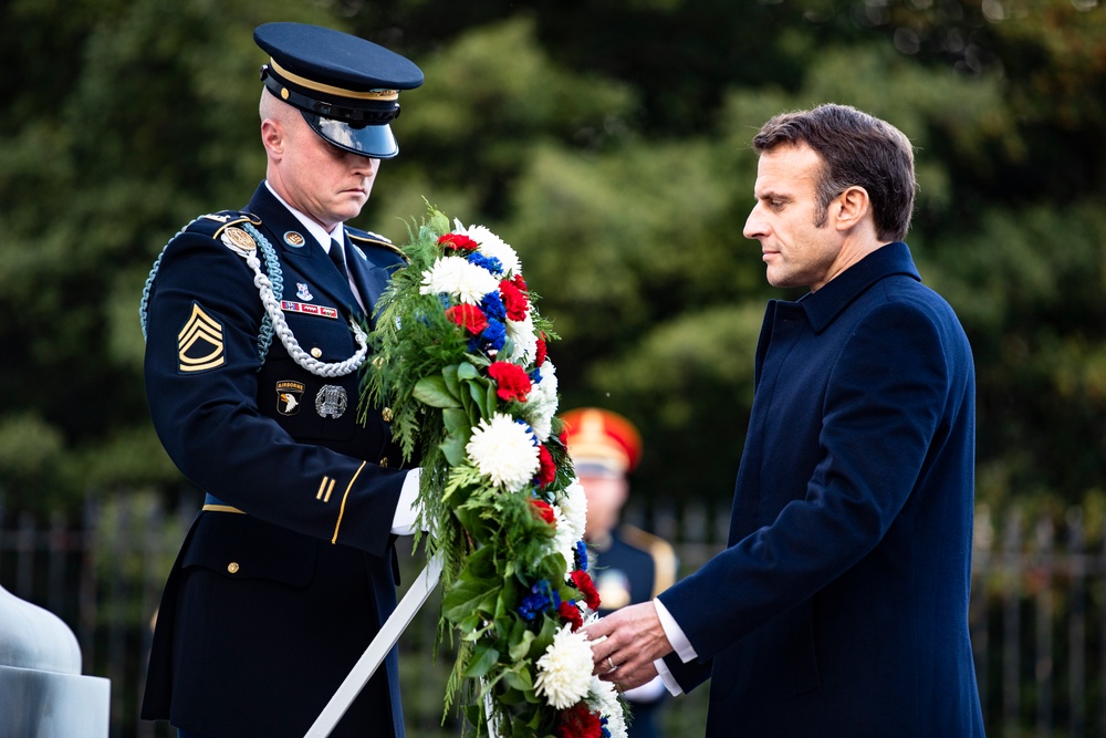 French President Emmanuel Macron Visits Arlington National Cemetery