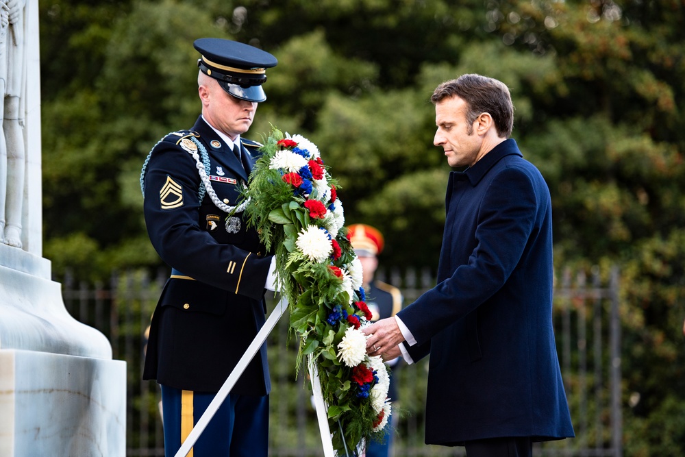 French President Emmanuel Macron Visits Arlington National Cemetery