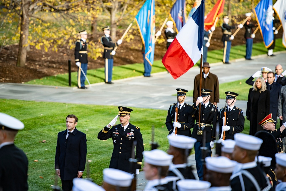 French President Emmanuel Macron Visits Arlington National Cemetery