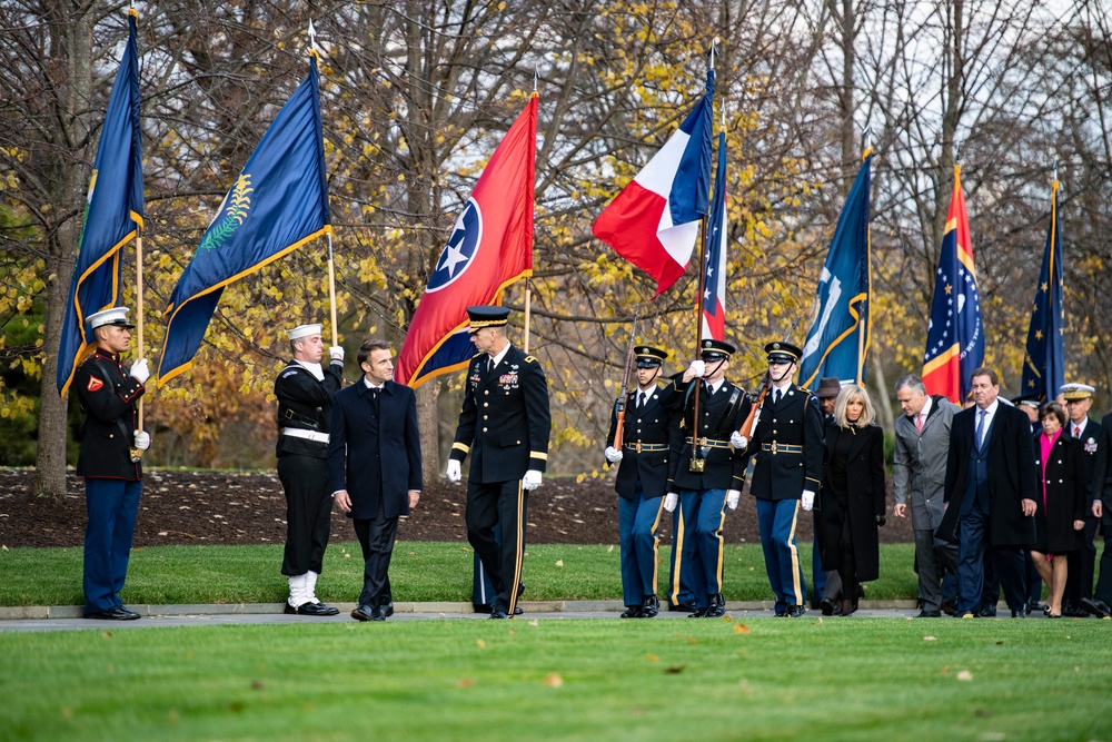 French President Emmanuel Macron Visits Arlington National Cemetery