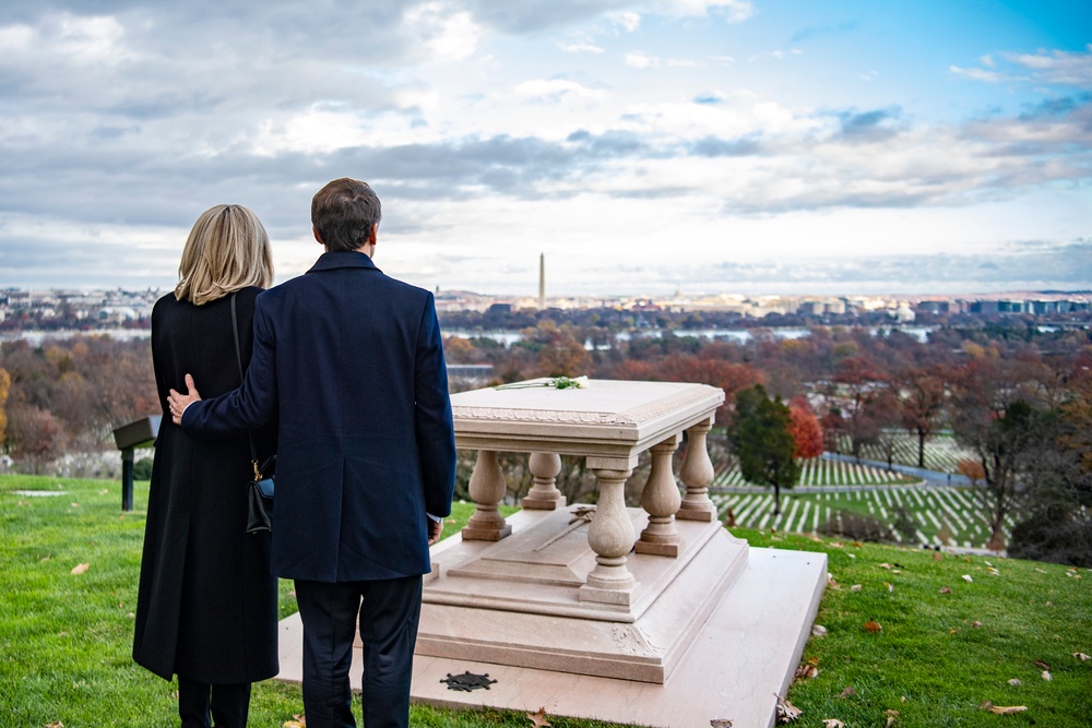 French President Emmanuel Macron Visits Arlington National Cemetery