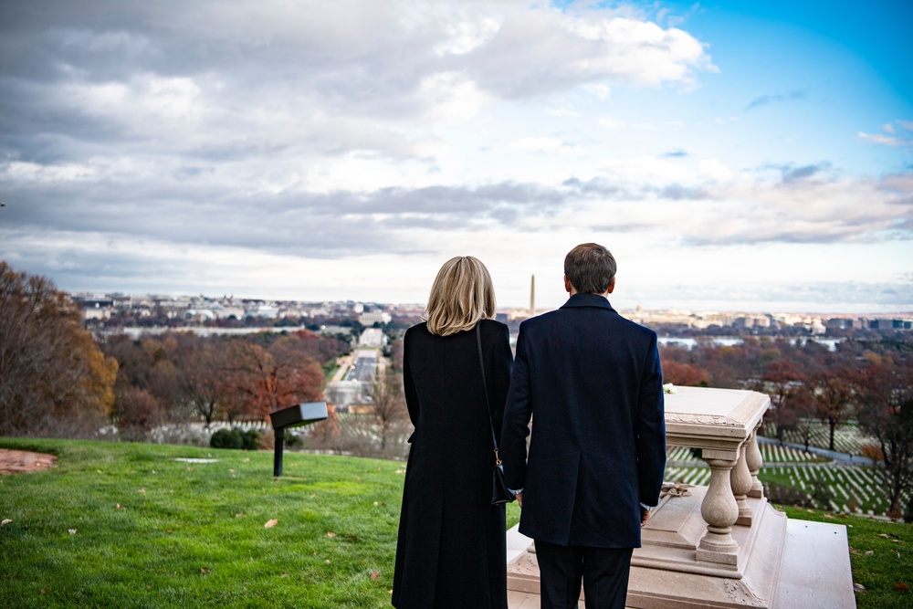 French President Emmanuel Macron Visits Arlington National Cemetery