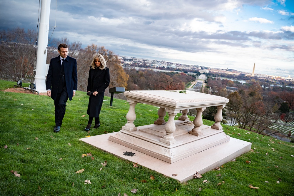 French President Emmanuel Macron Visits Arlington National Cemetery