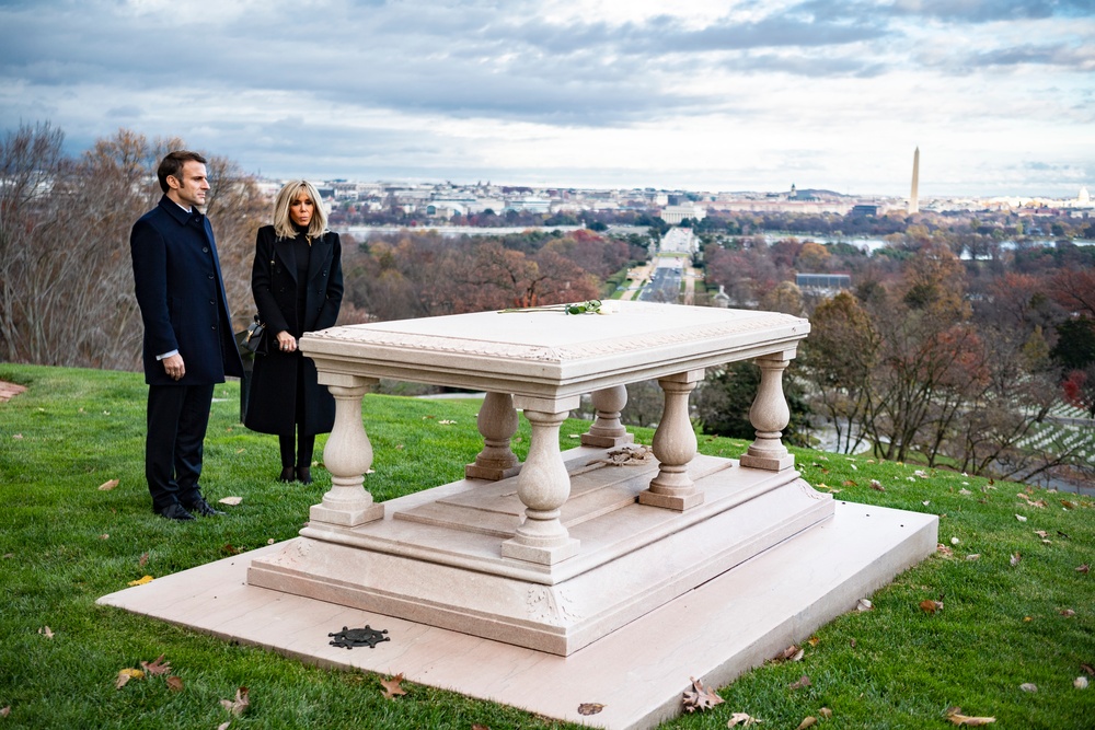 French President Emmanuel Macron Visits Arlington National Cemetery