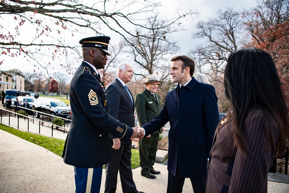 French President Emmanuel Macron Visits Arlington National Cemetery