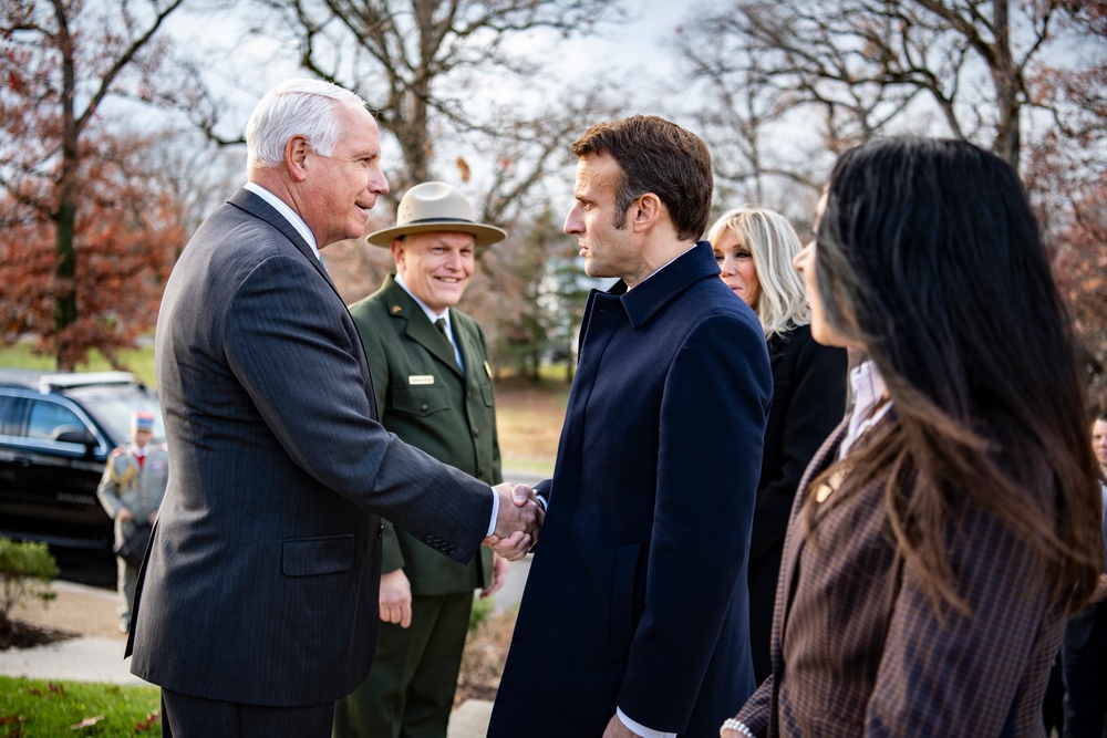 French President Emmanuel Macron Visits Arlington National Cemetery