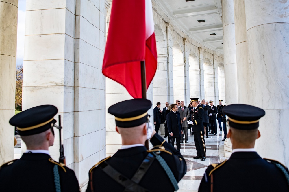 French President Emmanuel Macron Visits Arlington National Cemetery