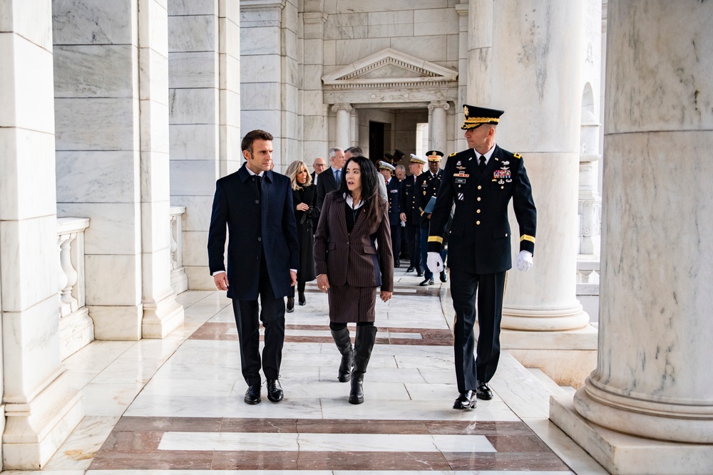 French President Emmanuel Macron Visits Arlington National Cemetery