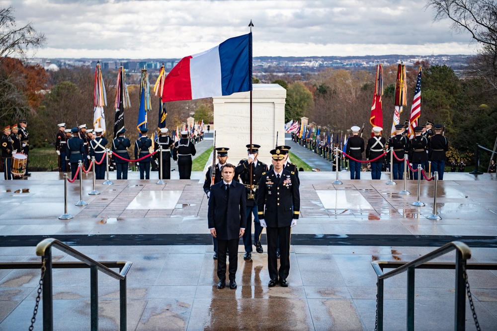 French President Emmanuel Macron Visits Arlington National Cemetery