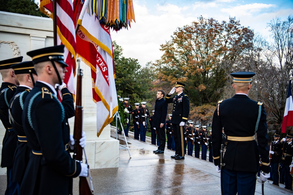 French President Emmanuel Macron Visits Arlington National Cemetery