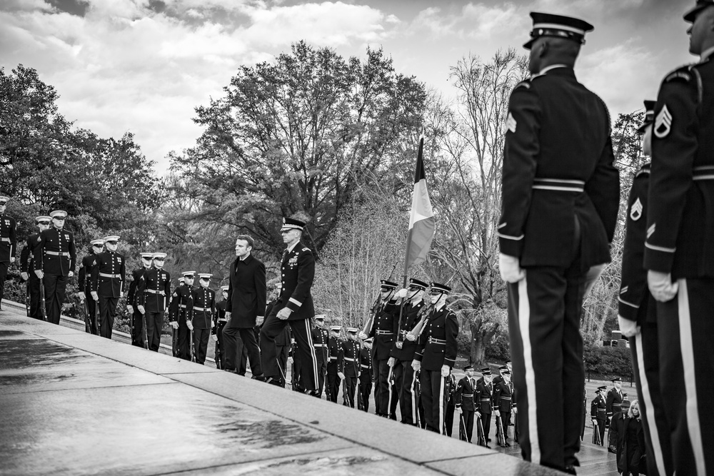 French President Emmanuel Macron Visits Arlington National Cemetery