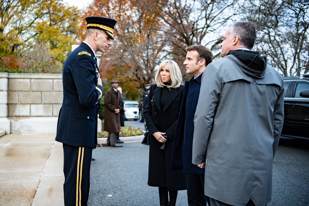 French President Emmanuel Macron Visits Arlington National Cemetery