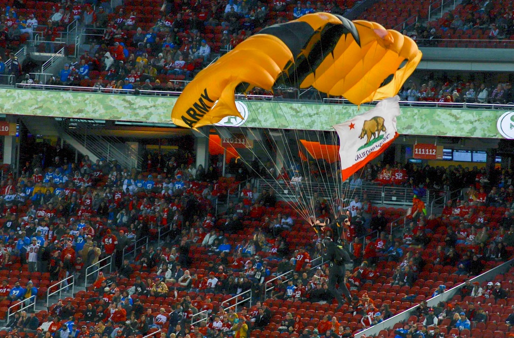 U.S. Army Golden Knights Perform at 49'ers Salute to Service Game