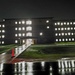 New barracks at night at Fort McCoy